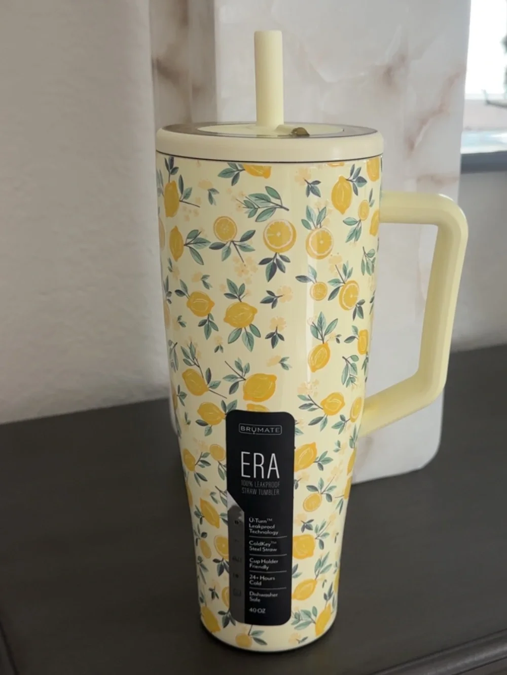 Brumate Era 40oz  Straw Tumbler 🍋 Limoncello Lemon Floral Print NWT